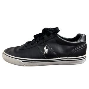Polo Ralph Lauren Hanford Leather Trainers Sneaker Men 10D Black Quite Luxury